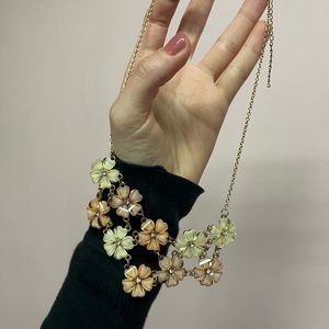 Blush Floral Gold Statement Necklace
